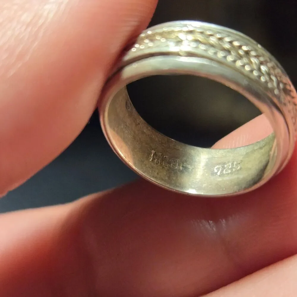 Fidget Thick Band vintage sterling silver ring sz 5